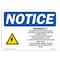 Signmission OSHA Notice Sign, 12" Height, Aluminum, Warning! Important Safety Sign With Symbol, Landscape OS-NS-A-1218-L-18935 - alternate 1